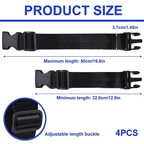 4Pcs Add A Bag Luggage Strap, Adjustable Suitcase Belt Travel Attachment, Connect Luggage Straps (Black)