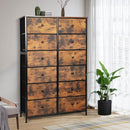 LEVEDE Chest of 12 Drawers, Tallboy Storage Cabinet, Tower Dresser Organizer Clothes Toys Storage Unit, Home Furniture for Bedroom, Living Room, Hallway, Office (Retro Brown)