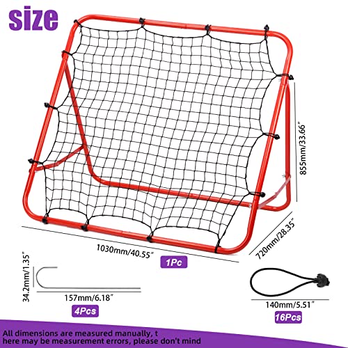 Swpeet Duarble Foldable Football Training Rebounder Net with Thickened Tube and Rope Assortment Kit, Training Soccer Kickback Target Goal Net Perfect for Backyard Soccer Practice and Soccer Training