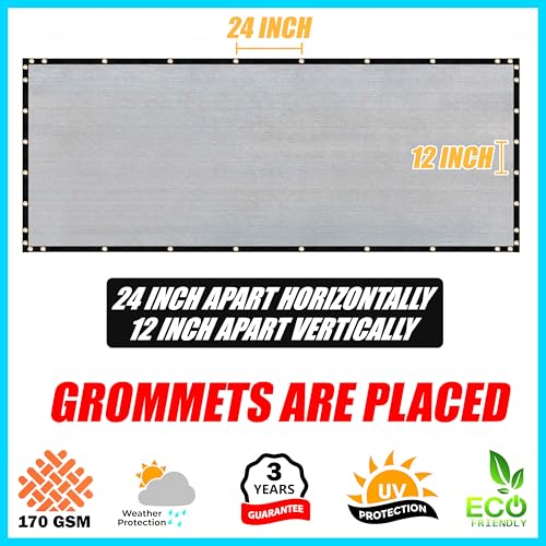 ShadeMart 4' x 50' Grey Fence Privacy Screen Windscreen Shade Fabric Cloth HDPE, 90% Visibility Blockage, with Grommets, Heavy Duty Commercial Grade, Cable Zip Ties Included (We Customize Size)