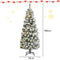 Costway 1.8M/6 ft Pre-lit Snow Flocked Christmas Tree with 9 Lighting Modes and Color Changing LED Lights, Artificial Xmas Hinged Tree with Remote Controller, Xmas Pine Tree Christmas Decoration for Home, Office, Party