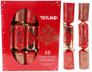 Toyland 10 Deluxe Red & Gold Christmas Crackers