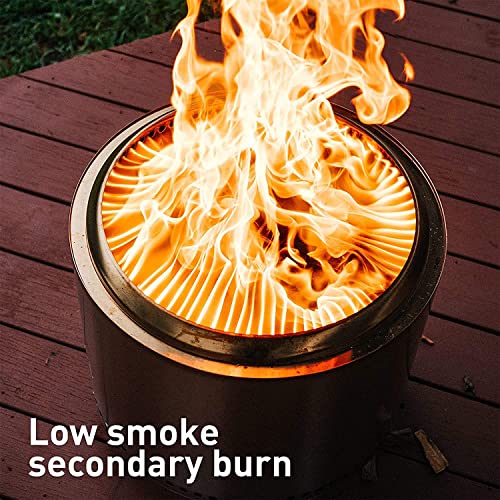 Solo Stove Bonfire 2.0 with Stand, Smokeless Fire Pit | Wood Burning Fireplaces w/Removable Ash Pan, Portable Outdoor Firepit - for Camping, Stainless Steel, H: 42.5 cm x Dia: 49.5 cm, 11.3 kg