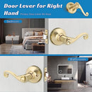 Bonpoly 6 Pack Gold Door Handles, Wave Style Door Lever Privacy Door Handle, Keyless Interior Lever for Bedroom Bathroom, Satin Brass Finish