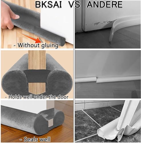 BKSAI Door Draft Stopper for Doors 31-39" No Adhesive Draft Stopper for Bottom of Door Draught Excluder Under Door Wind Blocker Reduce Noise Draught Excluder Sweep Sound Proof(Grey)