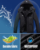 Women's Mountain Waterproof Ski Jacket Windproof Rain Windbreaker Winter Warm Hooded Snow Coat, Black-01, Medium