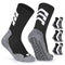 Closemate Grip Socks Football, 3 Pairs Anti Slip Socks for Men Non Slip Sports Socks Cotton Cushion Wicking Anti Blister Athletic Socks for Football Basketball Hiking Running Yoga(3BlackGrey,Size L)