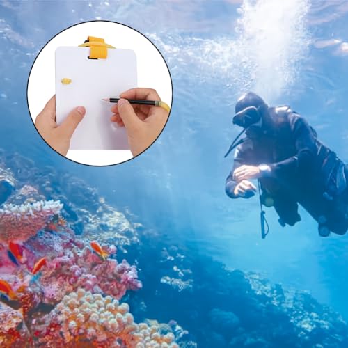 Joyzan Shower Whiteboard Underwater, Dive Slate with Clip and Pencil Diving Writing Board Portable with Clip and Graphite Pencil for Water Sports Diving Swimming