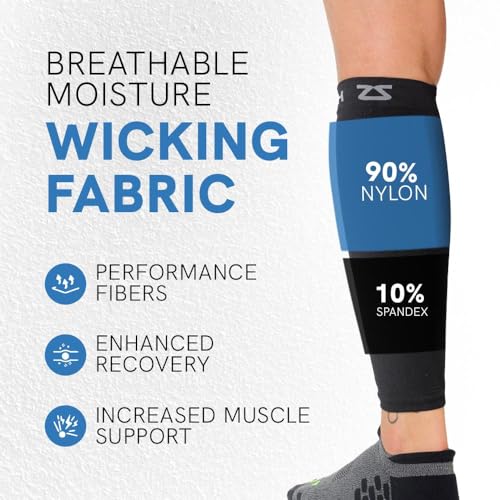 Zensah Compression Leg Sleeves - Helps Shin Splints, Leg Sleeves for Running (Small/Medium, Topography)