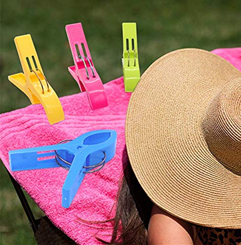 Big Towel Clips for Beach Chairs on Cruise Jumbo Size Heavy Duty Pool Cover Clamps Strong Drying Blanket Clothespins Outdoor Windproof Anti-Slip Clothes Pins Pack 12