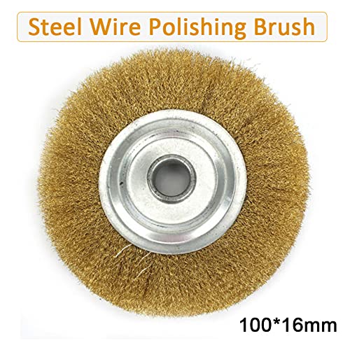 4 Pack Brass Steel Wheel Wire Brush, 100mm Rotary Cleaning Wire Brush for Drill, Polishing Tool for Removal of Rust/Corrosion/Paint