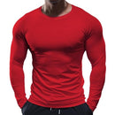 Muscle Alive Men's Fitness Long Sleeve Shirts Firm Compression Base Layer Bodybuilding Tops Polyester and Spandex, 9309 Red, M