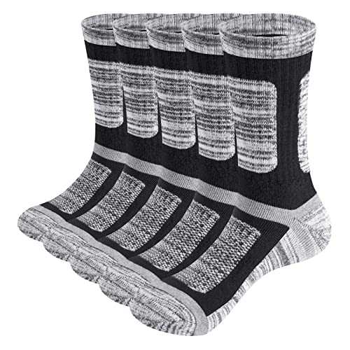 YUEDGE Mens Socks Thick Cotton Thermal Warm Winter Socks Padded Work Boot Socks For Mens Size 9-11, 5 Pairs