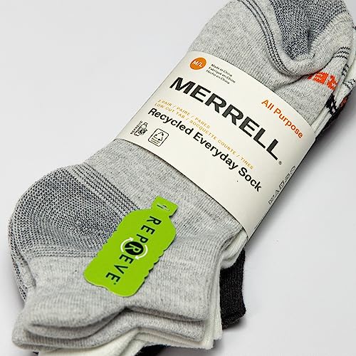 Merrell mens Low Cut Tab 3 Pack Sock Hiking Socks - gray - Shoe Size: 12.5-15