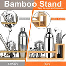 BRITOR Cocktail Set Cocktail Shaker Set,17 Piece Stainless Steel Bartender Kit with Bamboo Base Kitchen Accessories Cocktail Shaker Bar Tool Set with Recipe Book