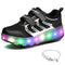 ZCOINS Boy Girl Roller Shoes with Light Flashing Wheels Skate Sneaker for Kids Teens Black Size: 2 Little Kid