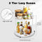 FYY 2 Tier Lazy Susan Turntable Cabinet Organizer Spice Storage Rack, Rotating Kitchen Cupboard Organiser, Storage Rack for Kitchen, Fridge and Bathroom, Makeup Holder Cosmetic Storage Rack Clear