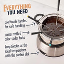 Nostalgia FPS200 6-Cup Stainless Steel Electric Fondue Pot with Temperature Control, 6 Color-Coded Forks and Removable Pot - Perfect for Chocolate, Caramel, Cheese, Sauces and More