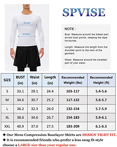 SPVISE 3 Pack Men's Compression Shirts Long Sleeve Workout Gym T-Shirt Running Tops Cool Dry Base Layer Athletic Undershirts, Crewneck- Black+white+grey, Large