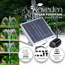 Noveden Solar Water Pond Water Fountain, 15W Solar Panel, Adjustable Flow, Efficient, Easy Setup and Maintenance, Versatile Garden Decor, 36 x 34cm