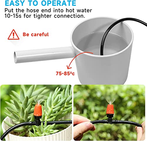 Yulaiyoen Micro Drip Irrigation Kit, Garden Irrigation System Plant Automatic Watering Kit with 32.8ft 1/4inch Blank Distribution Tubing Hose Adjustable Misting Sprinkler Nozzles for Greenhouse Patio