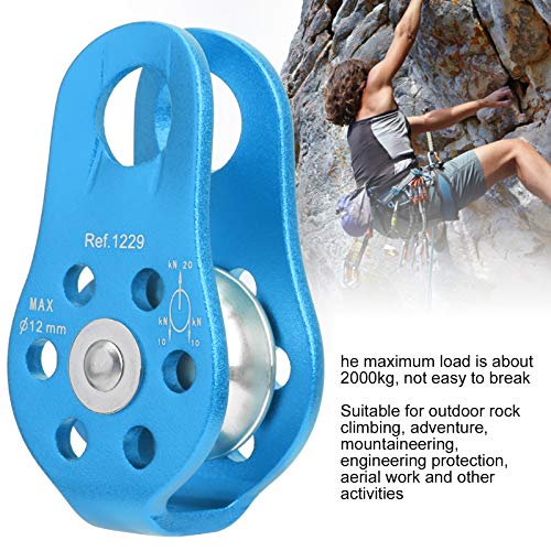 Climbing Pulley, 20KN Aluminum Micro Pulley Fixed Side Pulleys for Aerial Work Outdoor (Blue)