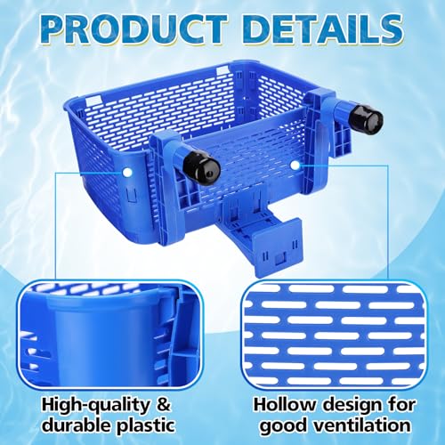 2 packs Enlarged Poolside Storage Baskets - Pool Drink Cup Holder with Bearing Up to 33Lbs for Above Ground Frame Swimming Pool Accessories with 2.3in or Less Top Rail, 15.5x14.6x7.5 inches