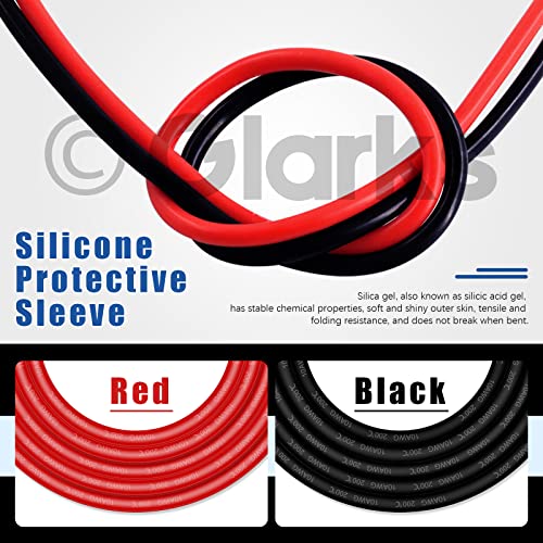 Glarks 10 Gauge High Temp Silicone Wire 6 ft red and 6 ft Black Flexible Insulated Copper Wire