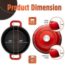 Krustic Enameled Cast Iron Dutch Oven for Sourdough Bread Baking | 6 Quart Pot with Lid | 10 Inch Ceramic Enamel Thick Coated Cookware Set with Non Stick Silicone Baking Mat for Cooking | 6 Qt | Red