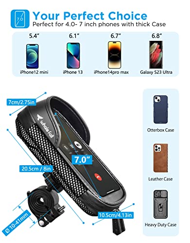 whale fall 360°Rotatable Bike Phone Holder, 2023 Newest Bike Handlebar Bag Waterproof Bike Bag Bike Accessories Motorcycle Electric Bike Cell Phone Holder for Phones Under 7'' M3