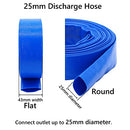 20m x 25 mm Lay Flat Water Discharge Pump Pond Hose, PVC Reinforced with Polyester for Submersible Pumps, Draining of Ponds, Pool and Garden, Blue