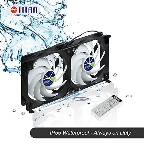 TITAN- 12V DC 120mm Double Rack Mount Cooling Fan for Caravan RV fridge Vent and Ventilation Grille -TTC-SC22 (90mm)