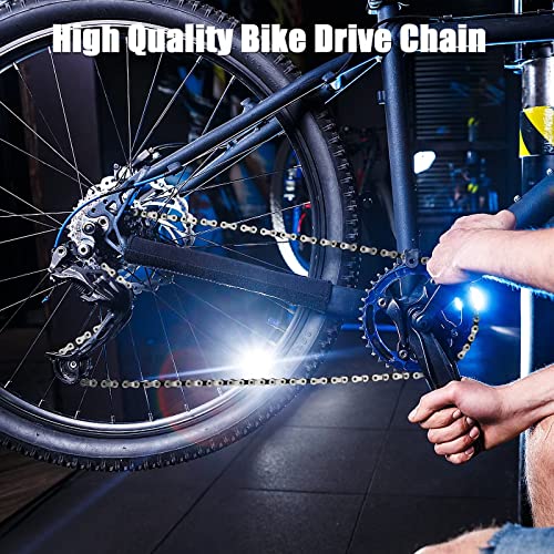 FITTOO 5/6/7/8-Speed Bike Chain 1/2 x 3/32 Inch 116 Links, Bicycle 8 Speed Drive Train with Power Lock Chain Connector