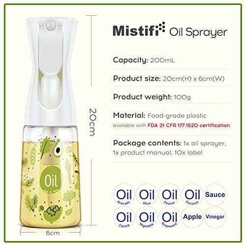 Oliver Oil Sprayer/Mister, design for cooking, grilling, oil dispenser, Non-Aerosol for Olive Oil and Cooking oil, 6 ounces. (Green)