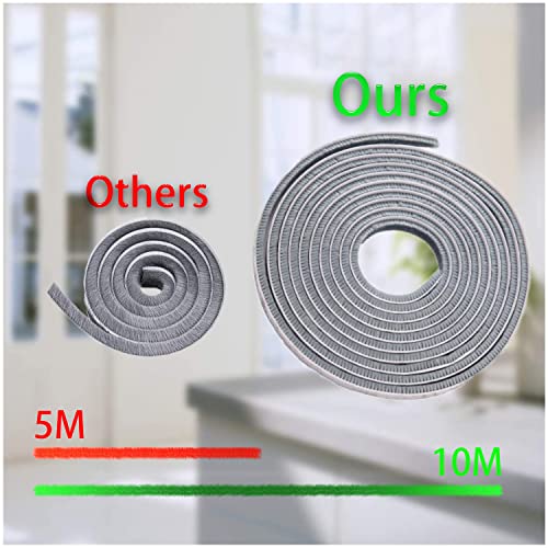 10m Length Brush Weather Stripping Window Frame Weatherstrip Seal Strip Draught Excluder for Windows and Doors House Soundproofing,Windproof,Dustproof Stronger Stickiness,Wide 9mm X Thick 5mm