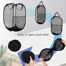 2-Piece Pop Up Laundry Hamber Collapsible Basket Clothes Hamper Strong Mesh Laundry Organiser Lightweight Durable carbon Steel Frame Easy to Open and Fold for Storage Space-Saving Black