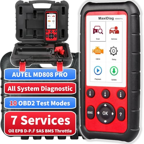 Autel OBD2 Scanner MaxiDiag MD808 Pro, All System Diagnostic Scan Tool, Upgraded of MaxiCheck Pro/ MD808/ MD806 Pro/ MD802, 7 Reset Service Oil/EPB/SAS/BMS/Throttle, Auto Scan, Lifetime Free Update