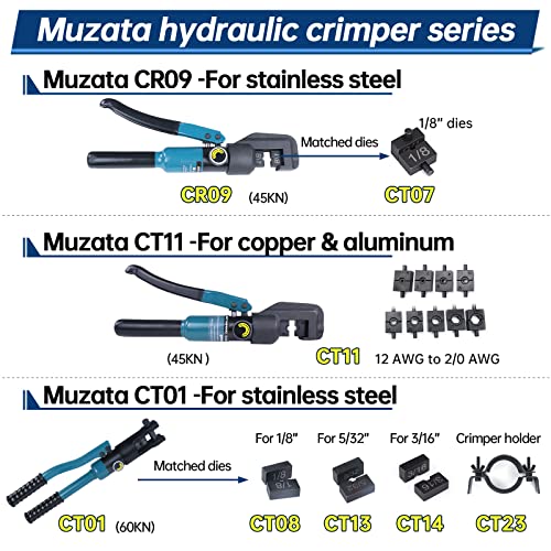 Muzata Custom Hydrauic Swage Die for 3/16" stainless steel Cable Railing End Fittings, for CT01 Custom Hydraulic Hand Crimper Tool CT14,series CT1