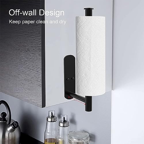 Gominimo Self Adhesive or Drilling Paper Towel Holder Wall Mount, Waterproof, Anti-Rust, Anti-Scratch, 304 Stainless Steel Kitchen Paper Towel Rack (Black)