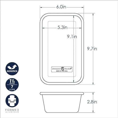 Nordic Ware Natural Aluminum NonStick Commercial Loaf Pan, 1.5 Pound