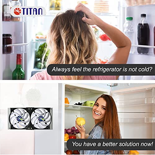 TITAN- 12V DC 120mm Double Rack Mount Cooling Fan for Caravan RV fridge Vent and Ventilation Grille -TTC-SC22 (90mm)