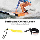 Surf SUP Leash, Stand Up Paddle Board 5mm Coiled Spring Leg Foot Rope Surfing Leash for Surfboard, Surfboard Coiled Leash(15.6in*0.2in) (Yellow)