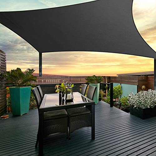 Instahut Shade Sail Rectangle 4 x 6m Sunshade Cloth Shadecloth Sun Block Outdoor Marquee Canopy Shelter Cover for Beach Pool Patio Backyard Lawn Garden Carport Fence Greenhouse, Black 98% UV Blockage