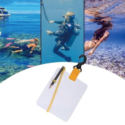 Joyzan Shower Whiteboard Underwater, Dive Slate with Clip and Pencil Diving Writing Board Portable with Clip and Graphite Pencil for Water Sports Diving Swimming