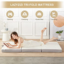 Lazyzizi Folding Mattress, 4 Inch Memory Foam Tri-fold Mattress with Breathable & Washable Bamboo Fiber Fabric Cover, Foldable Floor Mattress Guest Bed for Camping, Road Trip, Single