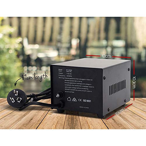 Giantz Step Down Transformer 240v to 110v, 500W Voltage Converter Stepdown Transformers AU-US Home Indoor Power Accessories, Pure Sine Output Ultra-Portable Lightweight with Socket Black