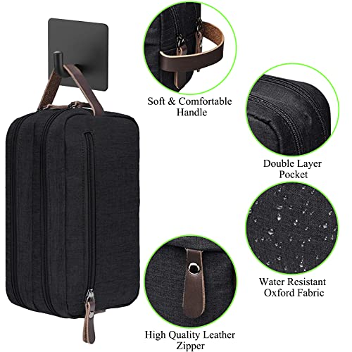 Ogetok Travel Toiletry Bag for Men, Water Resistant Shaving Bag, Portable Lightweight Toiletry Organizer Bag,Large Capacity Toiletry Storage Bags with Handle for Toiletries Cosmetics Accessories,Black