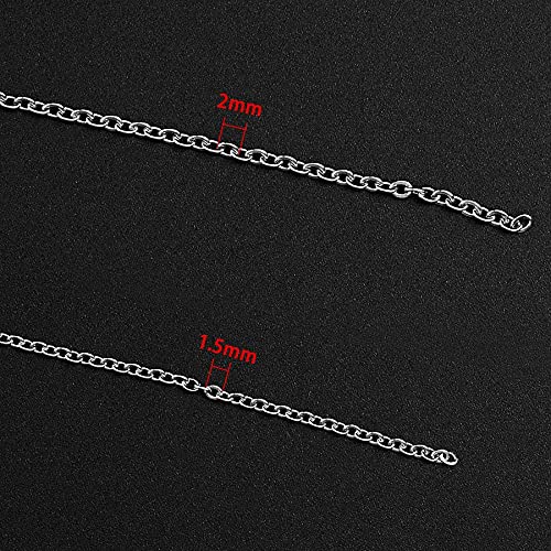 10 Meters Stainless Steel Jewerly Chain,EFGTEK 2.0 mm Small Jewelry Making DIY Chains with 20 Lobster Claps and 28 Pcs Jump Ring ( Silver Color)