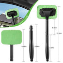 2 Pack Windshield Cleaning Tool Windshield Cleaning Wand Auto Window Cleaner with Detachable Handle, 8 Pieces Reusable Cloth Pads and 2 Pieces Spray Bottles for Car Interior (Green)