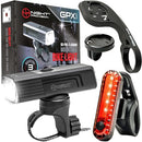 [New 2024] GPX-950 Bike Lights Compatible with Garmin/Go-Pro Mounts USB-C Rechargeable Front and Back Bicycle Light for Night Riding - Quarter Turn & Twist (950 Lumens)